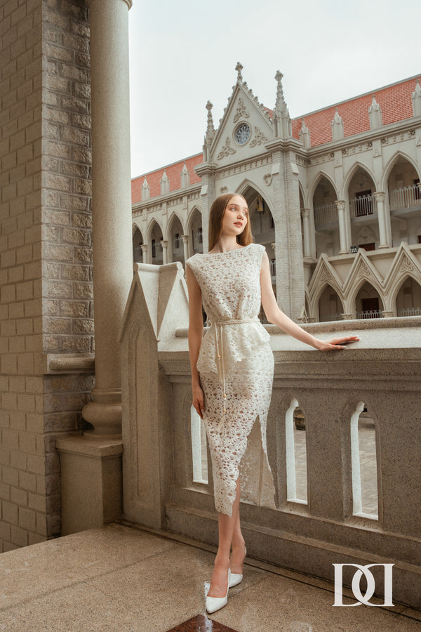 Lavish Sleeveless Asymmetric Knee-Length Dress