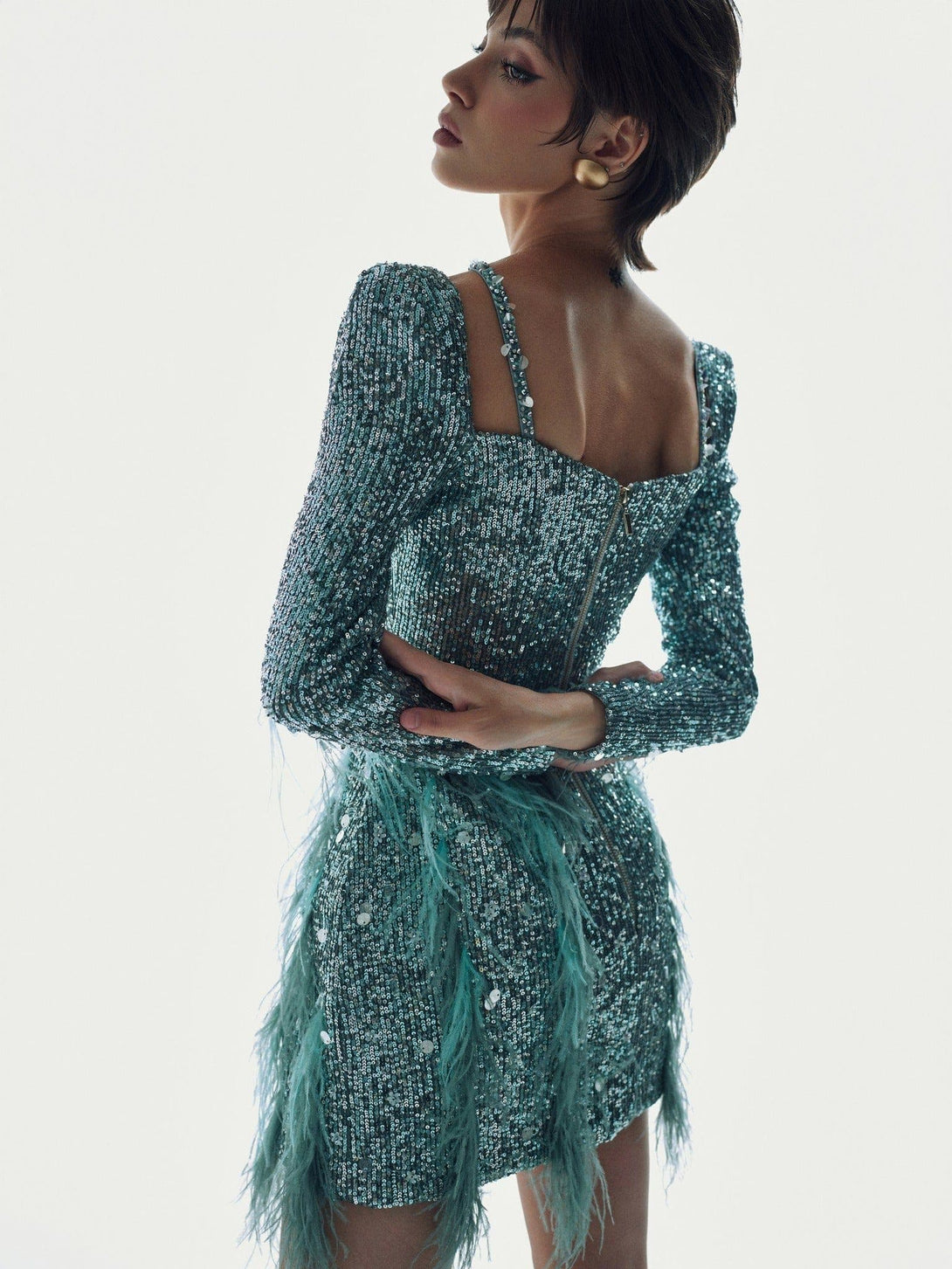 Angeletta Ariel Sequin Long Sleeves Mini Dress