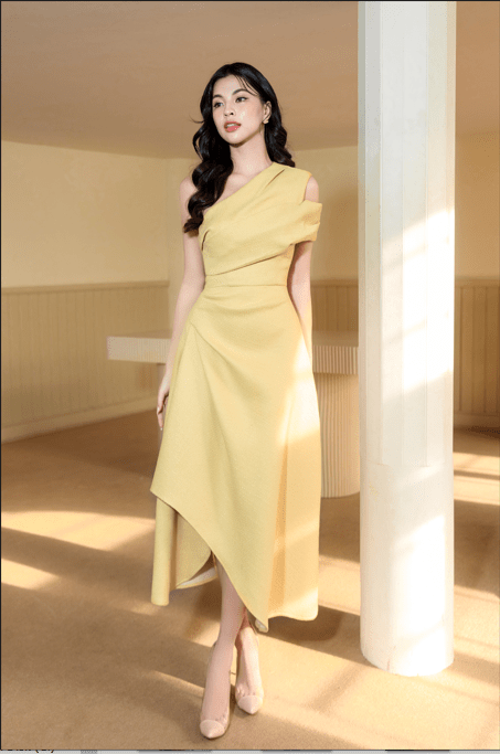 DARLING DIVA S / Yellow Silvie One Shoulder Dress
