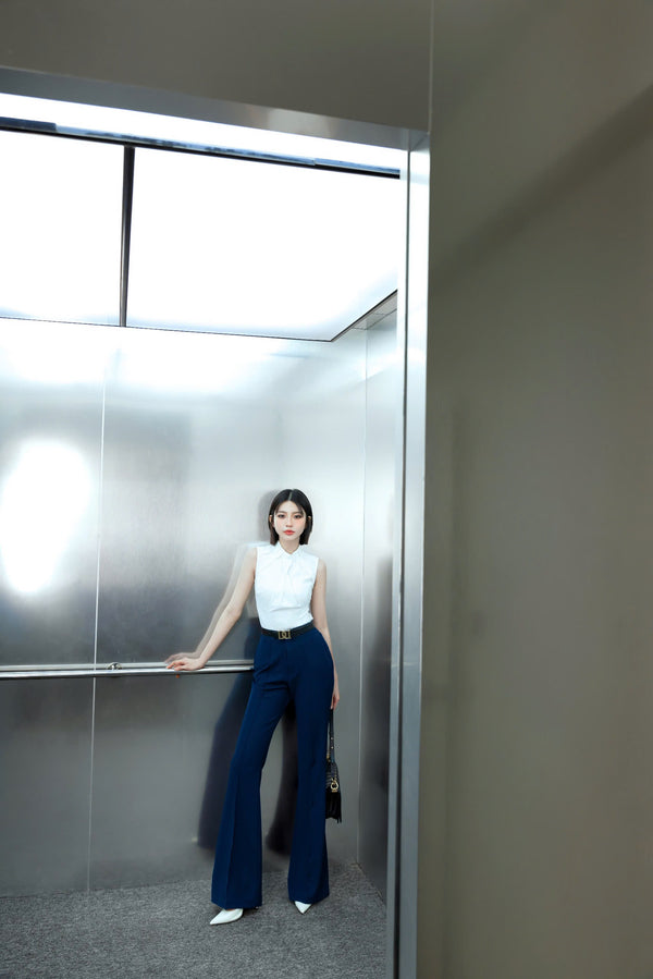 KILE SET -  Short-sleeve shirt with collar paired with flared pants