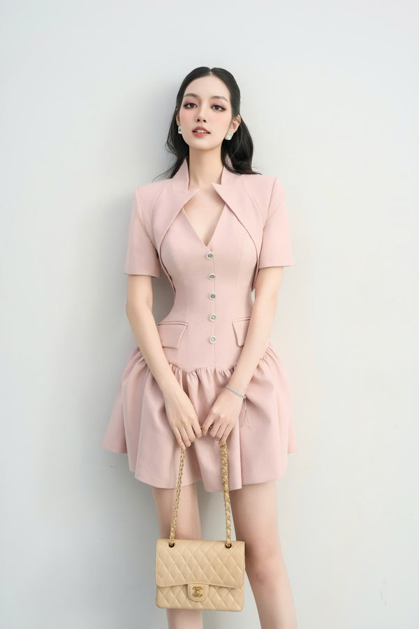 SELINDE DRESS – Short Dress with Stylish, Feminine Collar Design