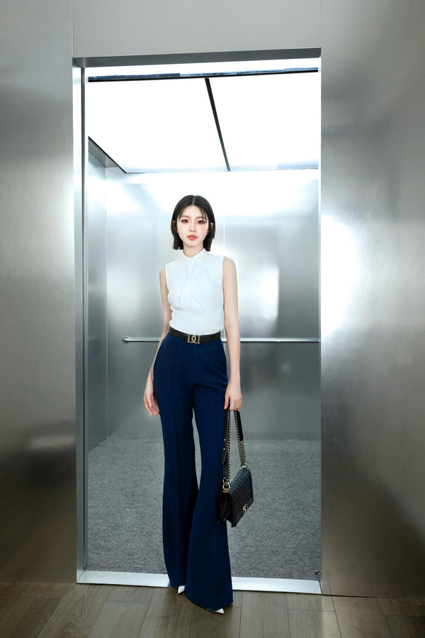 KILE SET - Short-Sleeve Collared Shirt paired with Flared Pants