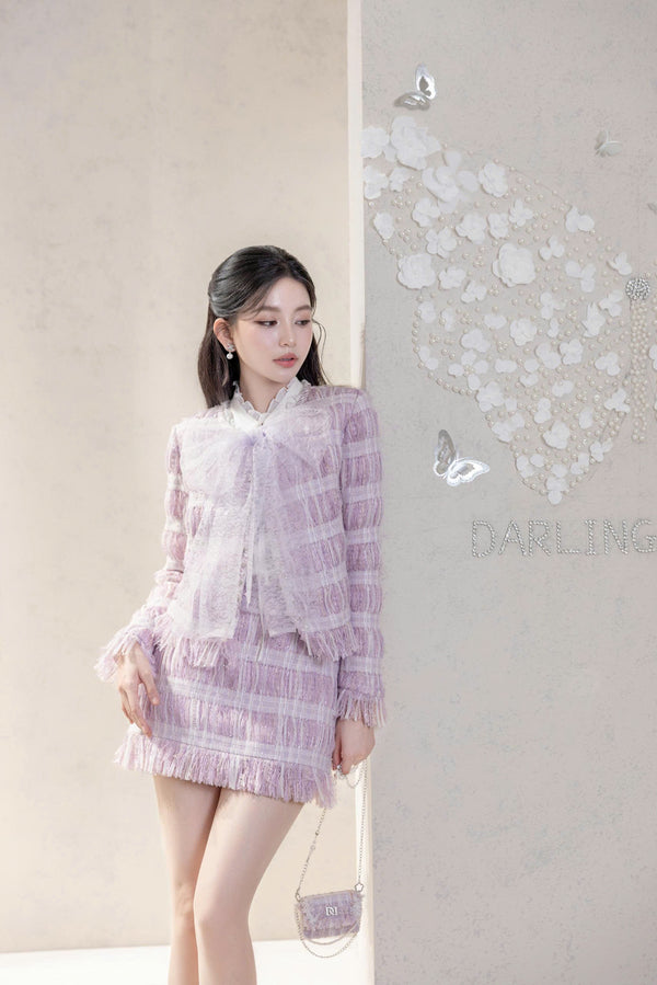 DELILAH SET - Pastel Lilac Tweed Set with Organza Bow
